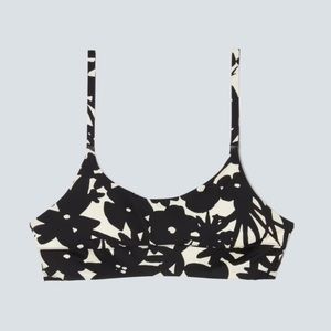 NWT Everlane Scoop Neck Bikini Top in Black/Canvas floral size M
